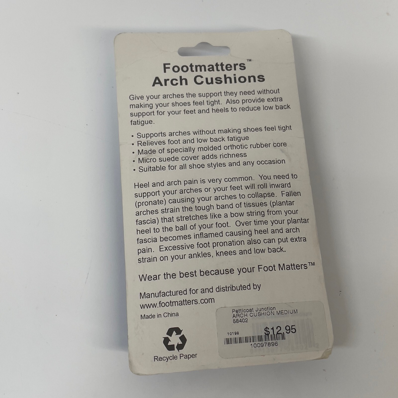 Foot Matters MEDIUM Arch Support Cushions Model 58402