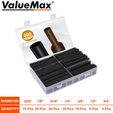 Valuemax 200PCS Heat Shrink Tubing Kit 3:1 Industrial Electrical Shrink Tube USA