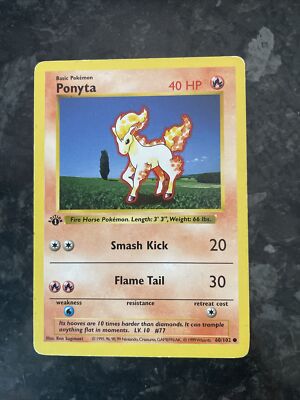 Pokemon Ponyta Base Set 1. Edition Shadowless 60/102 MP E20