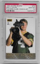 1997 Brett Favre PSA 10 Score Board, PLAYERS CLUB CHECKLIST, POP 2