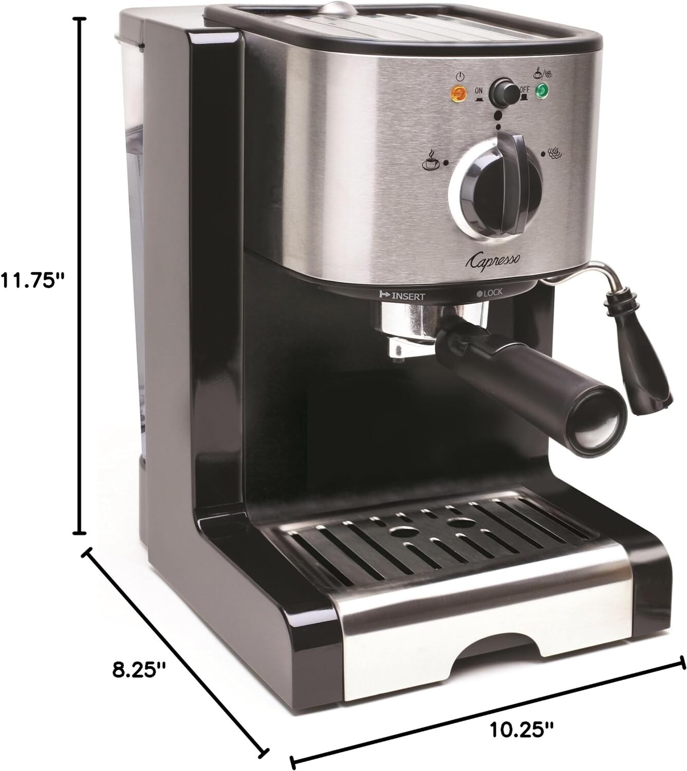 EC100 Pump Espresso and Cappuccino Machine by Capresso Black/Stainless