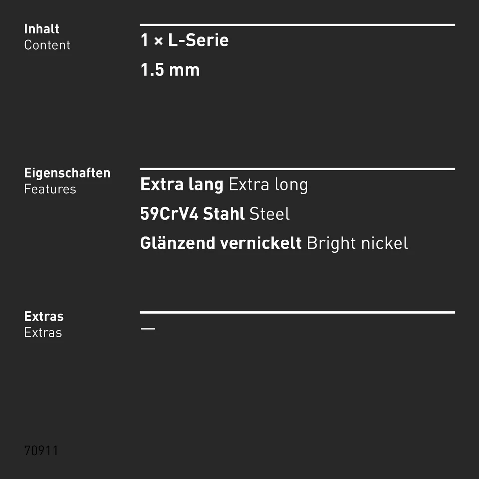 INBUS® Winkelschraubendreher - extra lang 1,5-27 mm Innensechskant Sechskant - Bild 2 von 4