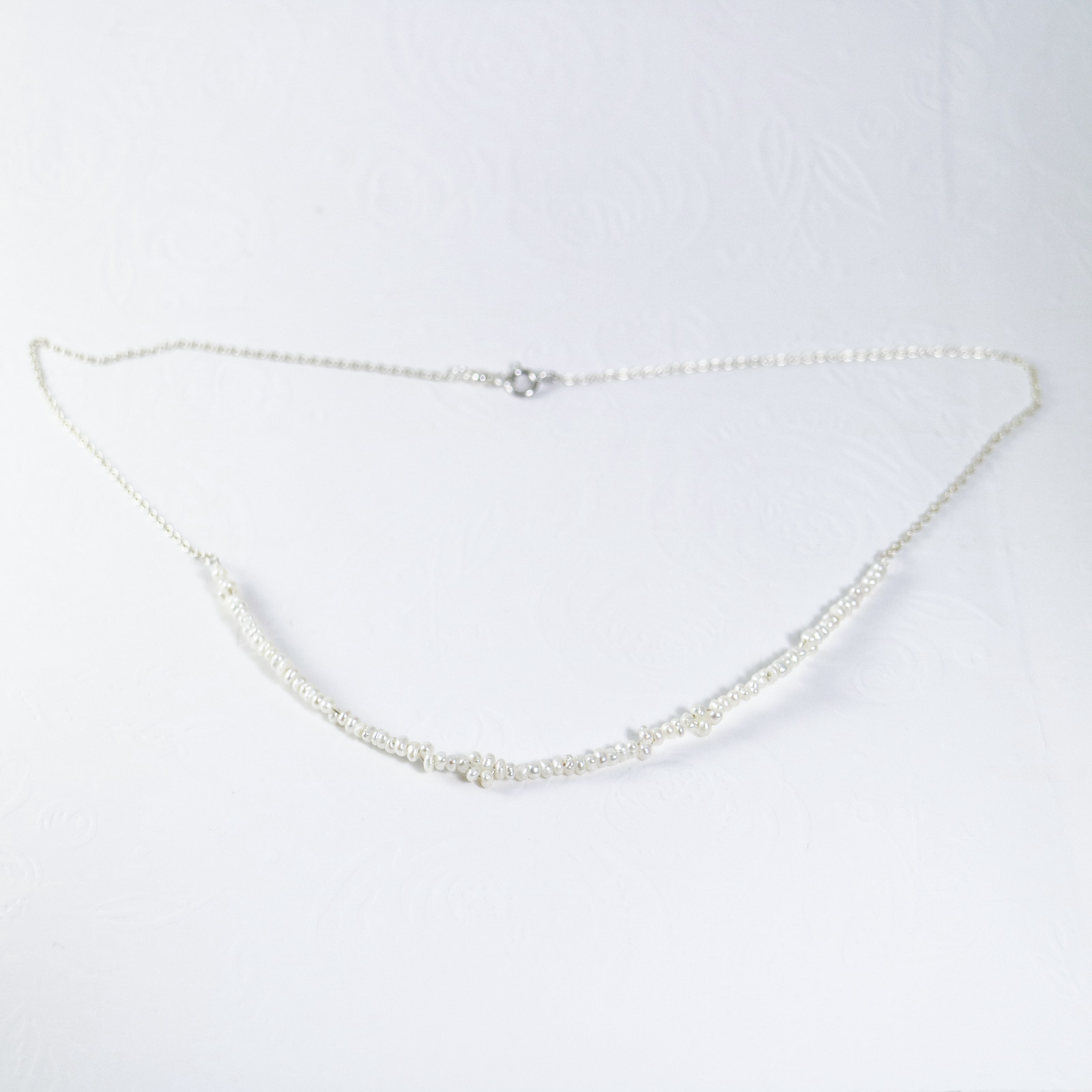 Rice Pearl Necklace in Sterling Silver | 100% Handmade | Minimalist Necklace