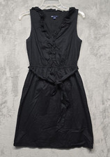 Gap Dress Womens Size 4 Black Belted Ruffle Button Lined Casual Party Lightweigh