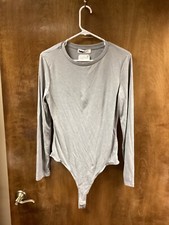 Women NWT "Elodie" gray, long sleeve ribbed bodysuit. Size XL. Reg. 24.97