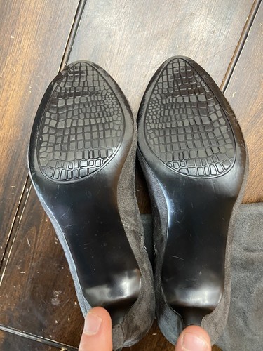 Velvet Heart 12" Shaft Women's Boots 3" Heel Rosa Gray Silver Faux Suede Sz 6.5M - Picture 3 of 6