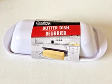 Butter Dish with Lid White Cooking Concepts Melamine - New!