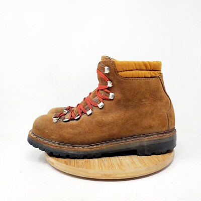 LOWA Boots Mens 6 N Brown Suede Lace Up Trail Hiker Alpine Vintage Red Laces