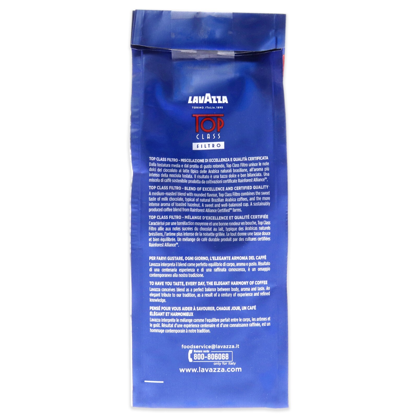 Lavazza Top Class Filtro Ground Coffee Medium Roast 8oz Soft Bag (pack