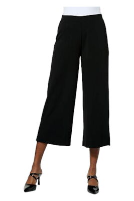 IMAN Global Chic Crepe Knit Wide Leg Crop Pant Black