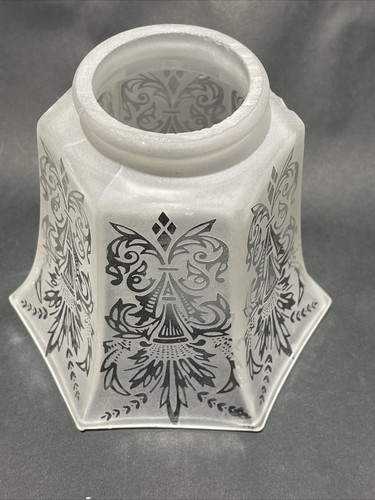 2 1/4"" FITTER VINTAGE JUGENDSTIL VIKTORIANISCHER FROSTY/KLARGLAS LAMPENSCHIRM AUS ALTEM NOS - Bild 14 von 16