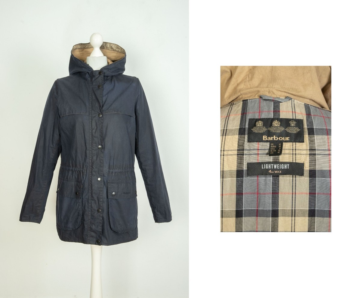 バブアー Barbour Wax Durham レディース UK：8 Women's Barbour Lightweight Durham Parka Wax Cotton Blue