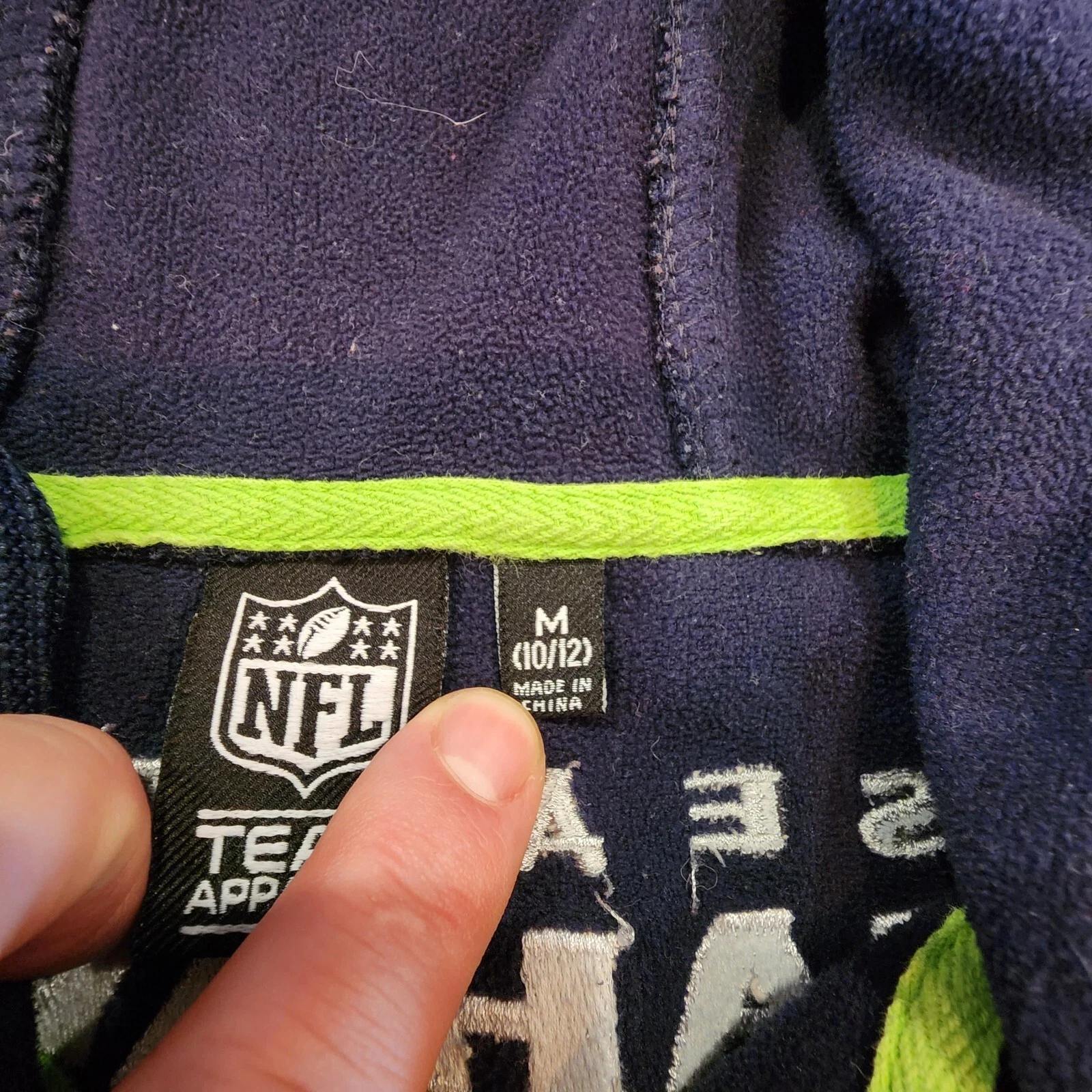 VETEMENTS Felpa pullover NFL Teen Abbigliamento Seattle Seahawks con cappuccio maniche lunghe M 10 12