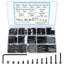 765 Pcs M3 Screws Bolts and Nuts Assortment Kit, Small Hex Socket Head Cap