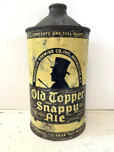 Old Topper Snappy Ale Quart cone top beer can - Indoor