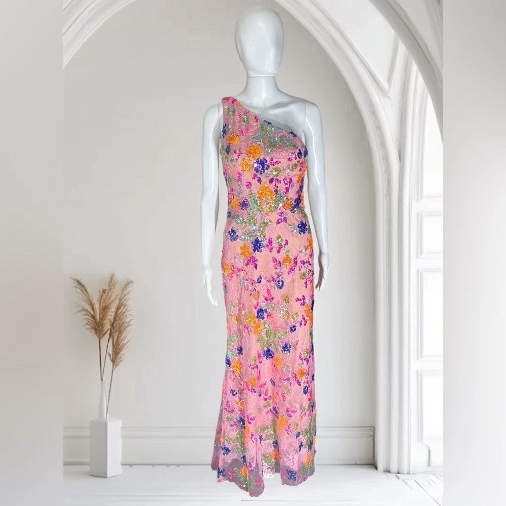 mac duggal blue bustier embroidered floral a-line dress Beige Bustier Embroidered Floral A-Line Dress