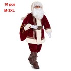 Men's Santa Claus Costume 10PCS. Christmas Velvet Hooded Adult Deluxe Santa Suit