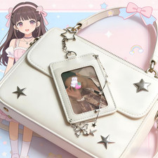 Cute Kpop Photocard Holder Keychain, White Leather Photo Card Holder ID Badge...
