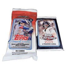 2025 Topps Update Baseball 36 Card Fat Pk &2024 Topps Chrome Football 4 Card Pk