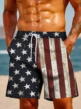Men Hawaiian Shorts Casual Printed Beach Swim Trunks