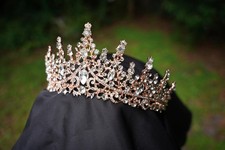 Rose Gold Bridal Tiara Crystal Birthday Wedding Gift Diadem tiered crown prom