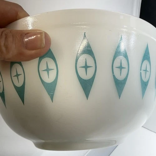 Vintage MCM Pyrex Blue Atomic Eye 2.5 Qt Mixing Bowl #403