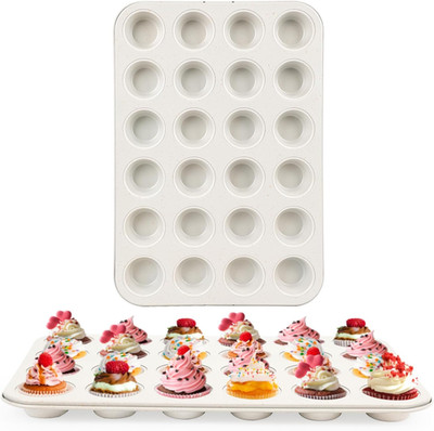 2-Pack 24-Cup Beige Muffin Pan, Non-Stick Cupcake Tin, Ceramic Coating Safe Baki