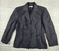 Preston & York Womens Laced Corset Blazer Jacket Silk Linen Gray 8