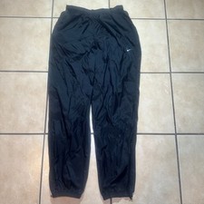 Vintage Y2K Nike Track Pants Nylon Black Windbreaker Tapered Womens L 12-14 