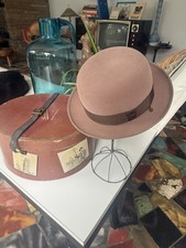 1950s Borsalino PESCA Brown Fedora Fur Felt Hat 7 3/8 Extra Superiore in box