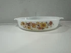 Vintage Anchor Hocking 9" 1.5 qt Daisy Floral Handled Casserole Dish