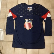 Nike USA Olympics Hockey Jersey 2014 Sewn Stitched Red White Blue Men Medium