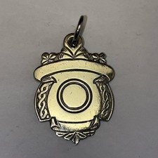 Antique old vintage Plated Metal Celtic pattern shamrock watch chain fob 