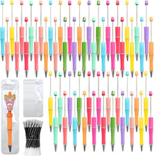 150 Pieces DIY Beadable Pens Kit - 50 plastic Beadable Pens Bulk, Refills p...