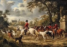 Vintage Hunting Scene Painting Print on Canvas Wall Art Unframed 40 x 60cm