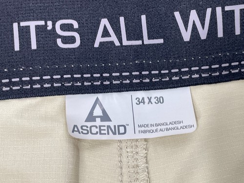 Ascend Mens Size 34x30 Beige Tan Pants Chino Hiking Performance Outdoor - Picture 3 of 10