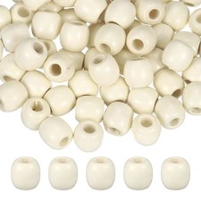 150-Pack Natural Wood Beads 16x17mm for DIY Crafts/Bracelet Milk White 