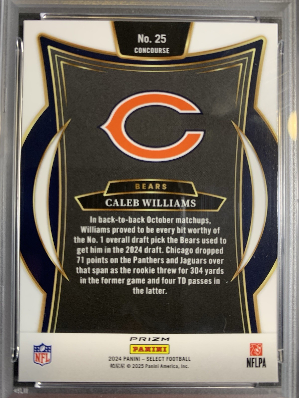 2024 Select Concourse Caleb Williams #25 Red & Yellow Shock (RC) PSA 10 GEM view 4