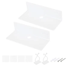 2 Pack Acrylic Shelves for Wall, 9 Inch White Floating Shelves Wall Mount