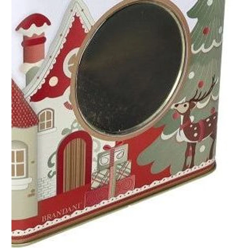 Barattolo Natale Latta con Oblò BRANDANI Villaggio in Festa Biscotti 13x13x17 cm, fotografia 5 di 9
