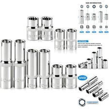 10pc 10mm Socket Set 1/4  3/8 Drive Impact Sockets Deep Shallow 6  12 Pt Cr-V