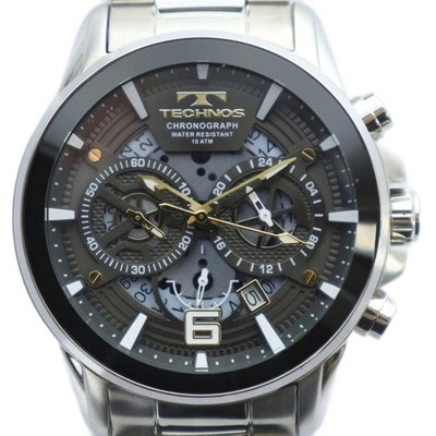 TECHNO S T8A32 Wristwatch Quartz Silver Logo Calendar 10 Bar Water Resistant