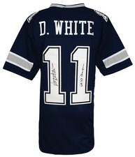 Danny White (COWBOYS) Signed Navy Custom Football Jersey w/SB Champs - (SS COA)