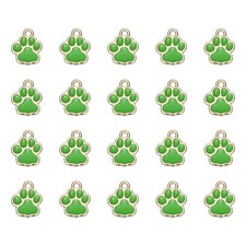 20Pcs Enamel Paw Print Charm Dog Paw Footprint Charms Metal Green/Gold