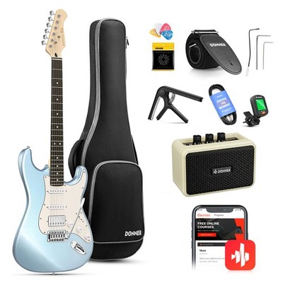 DST-152 von Donner   E-Gitarre 39'' HSS Pickup Coil-Split-Funktion, Komplettpaket