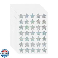 FINDAT 350 PCS Holographic Star Stickers 1 Inch Vinyl Silver Small Rewards St