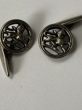 Vintage Lion Motif Silver Cuflink Pair Cufflinks