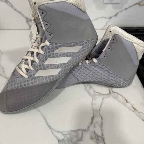 Adidas FU8168 Mat Wizard 4 Gray Wrestling High Shoes Mens 11.5 New Sun Damaged
