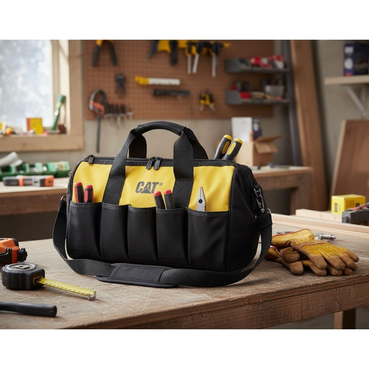 Sac à outils Caterpillar imperméable en PVC avec base rigide - 4