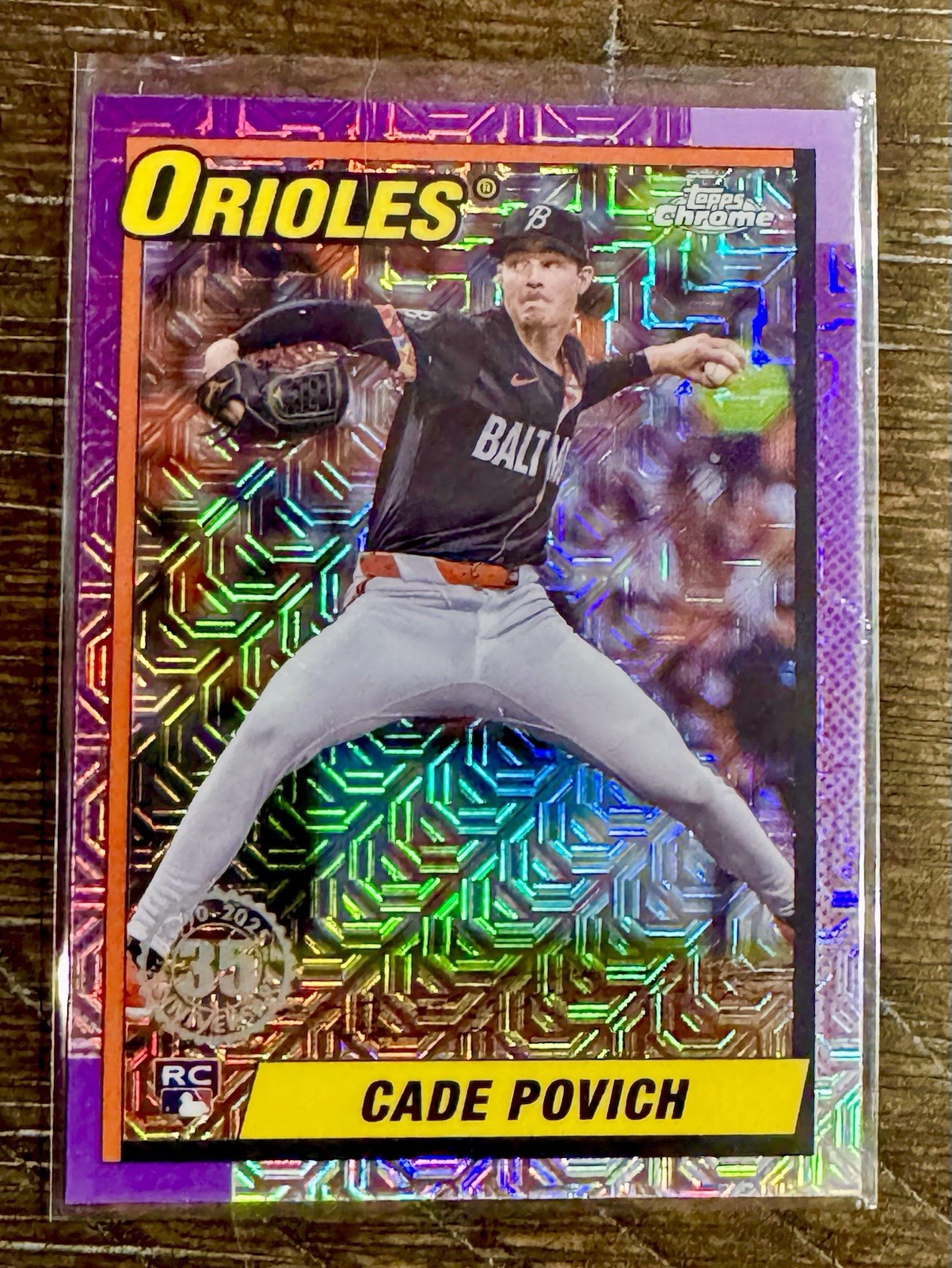 2025 Topps Chrome Cade Povich 1990 35th AnniversaryMojo Refractor Rookie RC Card